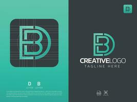 Letter DB monogram initial logo, geometric, modern, gradient, grid logo vector