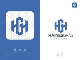 Letter HG monogram initial logo, geometric, modern, gradient, grid logo vector