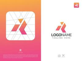 Letter R monogram initial logo, geometric, modern, gradient, grid logo vector