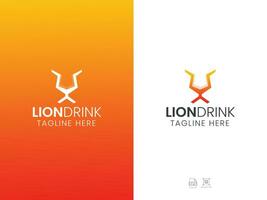 Lion drink logo design vector