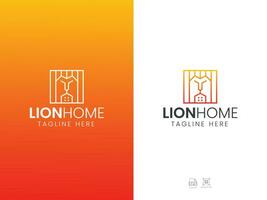 Lion home logo design vector