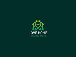 diseño de logotipo de casa de amor vector