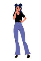 Girl in flat style. Isolated. Vector Illustration. White background. Woman