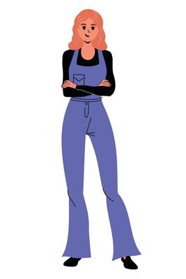 Girl flat trendy design. Isolated. Vector Illustration. White background