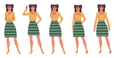 Set girls in flat style vector