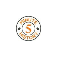 5 minutes timer monogram logo stopwatch, cooking time label design isolated vector template