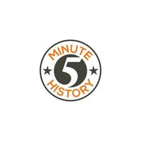 5 minutes timer monogram logo stopwatch, cooking time label design isolated vector template