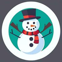 AI generated Snowman Clip Art Icon Sticker Christmas Decoration Simple Background photo