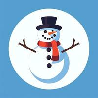 AI generated Snowman Clip Art Icon Sticker Christmas Decoration Simple Background photo