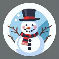 AI generated Snowman Clip Art Icon Sticker Christmas Decoration Simple Background photo