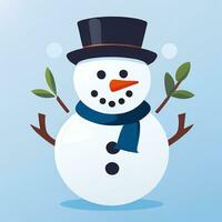 AI generated Snowman Clip Art Icon Sticker Christmas Decoration Simple Background photo