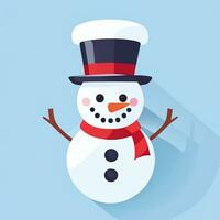 AI generated Snowman Clip Art Icon Sticker Christmas Decoration Simple Background photo