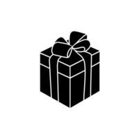 regalo caja para el día festivo, negro silueta en un blanco antecedentes vector