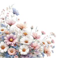 AI generated Beautiful bouquet of flowers isolated flowers illustration.gift box on white background Birthday, Wedding, Mother's Day, Valentine's day, Women's Day flowers and leaves for invitation, png