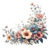 ai généré magnifique bouquet de fleurs isolé fleurs illustration.cadeau boîte sur blanc Contexte anniversaire, mariage, de la mère jour, la Saint-Valentin jour, aux femmes journée fleurs et feuilles pour invitation, png