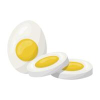 Boiled egg half and sliced. Vector illustration on a white background.