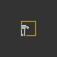 LT initial monogram logo for lawfirm with pillar in creative square design vector