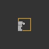 KC initial monogram logo for lawfirm with pillar in creative square design vector