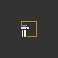 TH initial monogram logo for lawfirm with pillar in creative square design vector