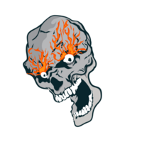 head skull with fire burn png