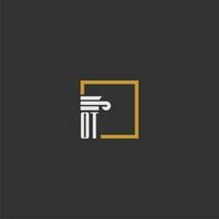 OT initial monogram logo for lawfirm with pillar in creative square design vector