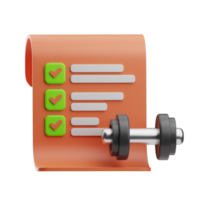 Gym équipement liste de contrôle 3d illustration png