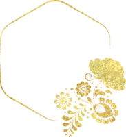 golden dekorativ Rahmen mit funkeln Blumen png