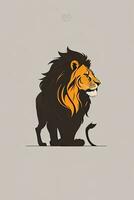 AI generated Lion and cat on gray background. Vector illustration photo