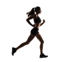 Sporty woman runner in silhouette AI Generated png