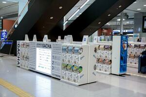 Osaka City, JP, 2019 - Gachapon vending machine in Kansai International Airport. Gachapon is the one of vending machine dispensed capsule toys popular in Japan. photo