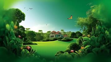 AI generated Green Beautiful wallpaper Real Estate photo