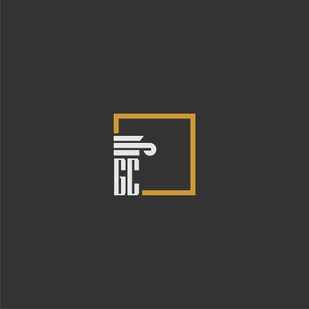 GC initial monogram logo for lawfirm with pillar in creative square design vector