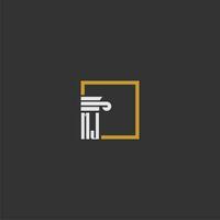 MJ initial monogram logo for lawfirm with pillar in creative square design vector