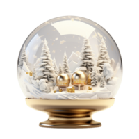 Shiny christmas tree in snow globe Ai Generative png