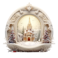 A 3d snow globe with a festive scene Ai Generative png