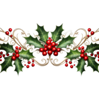 Christmas holly branch realistic Ai Generative png