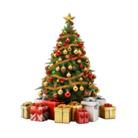 Navidad árbol con regalo caja ai generativo png