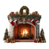 Fireplace With Christmas Decorations Ai Generative png