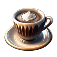 ilustración de latté en taza generado ai png