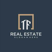 TF initial monogram logo for real estate design vector