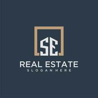 SE initial monogram logo for real estate design vector