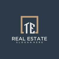 TE initial monogram logo for real estate design vector