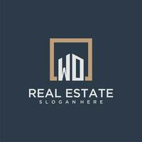 WO initial monogram logo for real estate design vector