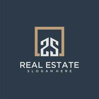 ZS initial monogram logo for real estate design vector
