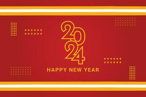 Happy New Year 2024 banner design. Happy New Year 2024 red background design greeting card vector