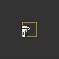 CF initial monogram logo for lawfirm with pillar in creative square design vector