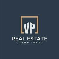 VP initial monogram logo for real estate design vector