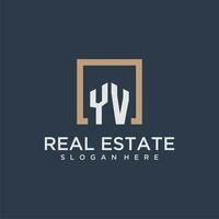 YV initial monogram logo for real estate design vector