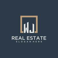 WJ initial monogram logo for real estate design vector