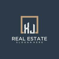 XJ initial monogram logo for real estate design vector